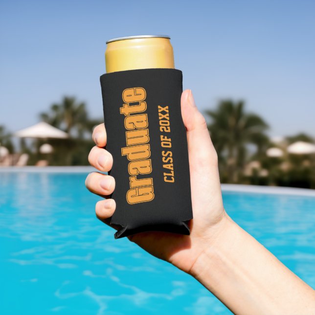 Black and Orange School Colours Graduate Seltzer Can Cooler (In Situ Pool)