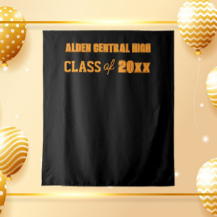 Black and Orange School Colours Photo Backdrop Tapestry