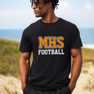 Black and Orange School Spirit Custom Football T-Shirt