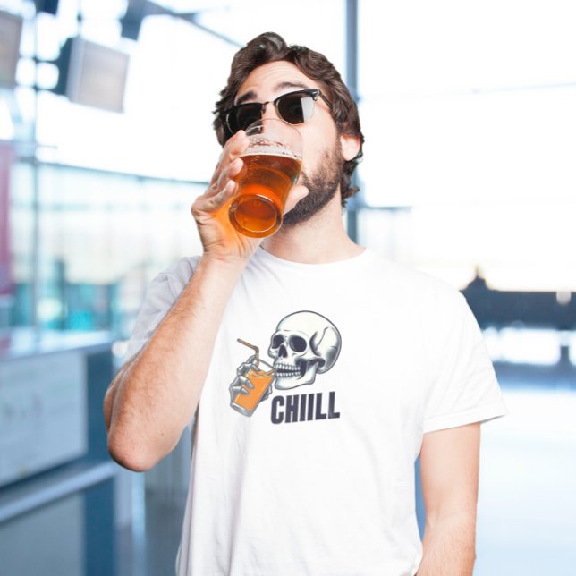 Black and Orange Skull Illustration Chiill T-Shirt (Creator Uploaded)