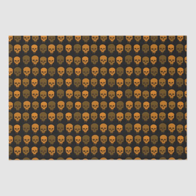 Black and Orange Skull Print Halloween Tissue Paper (Front)