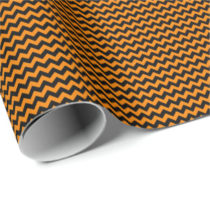 Black and Orange Small Chevron Wrapping Paper