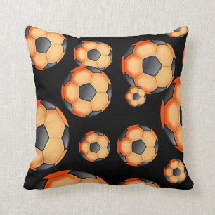 Black and orange Soccer Design Cushion