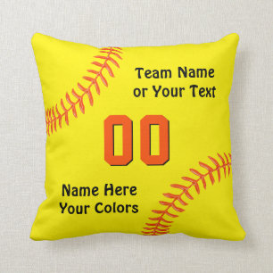 Black and Orange Softball Pillow, Personalised Cushion