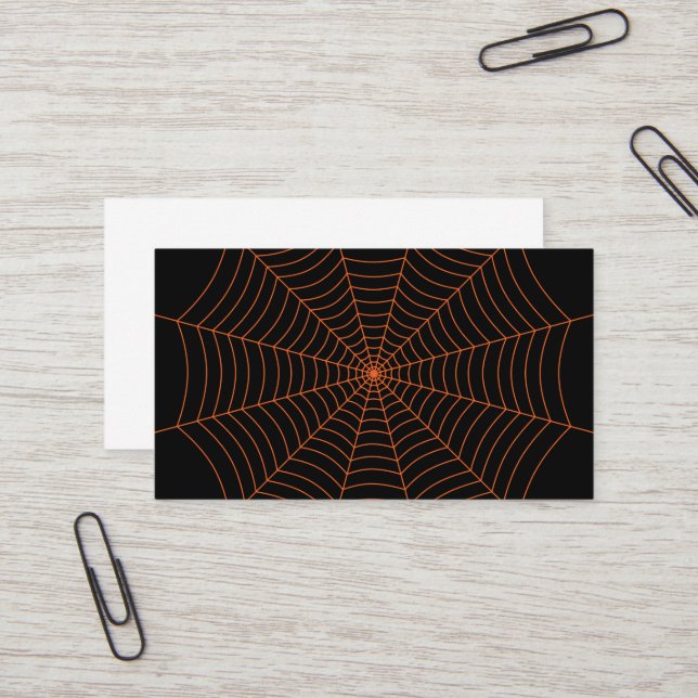 Black and orange spider web Halloween pattern Business Card (Front/Back In Situ)