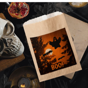 Black and Orange Spooky Halloween Night Scene Favour Bags