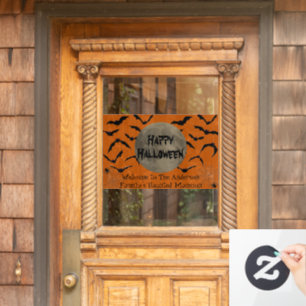 Black and Orange Spooky Typography Happy Halloween Window Cling