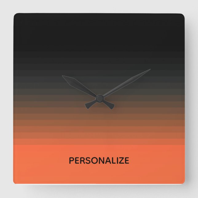 Black and Orange  Square Wall Clock (Front)