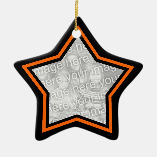 Black and Orange Star Frame Ornament (Front)