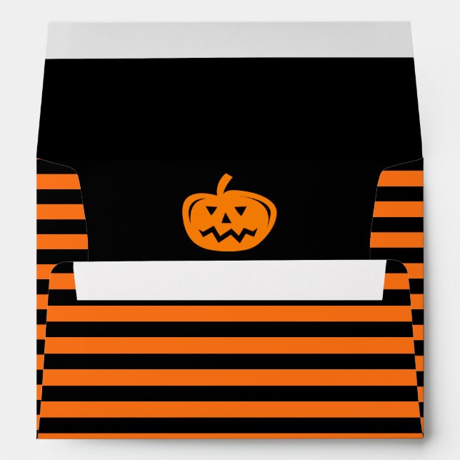 Black and orange stripe pumpkin Halloween envelope (Back (Bottom))