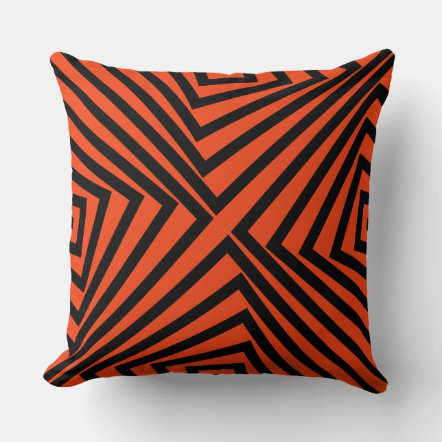 Black And Orange Striped Pattern - Throw Pillow (Front)