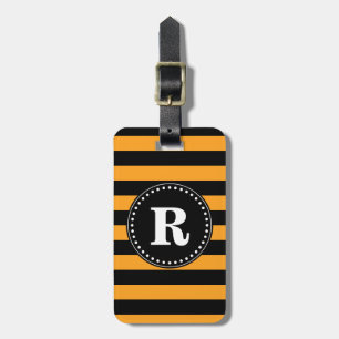 Black and orange stripes pattern luggage tag