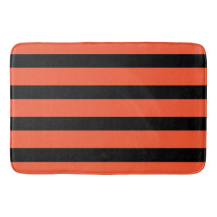 Black And Orange Stripes Retro Pattern Bath Mat