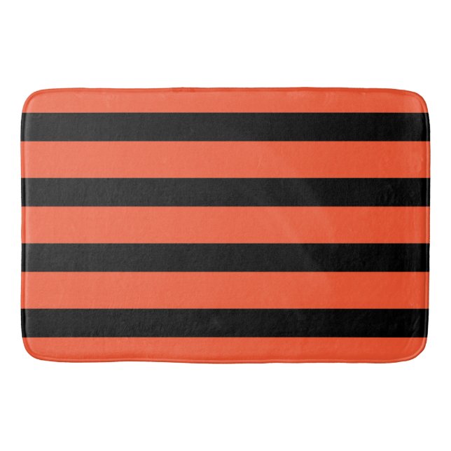 Black And Orange Stripes Retro Pattern Bath Mat (Front)