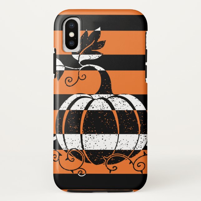 Black and orange stripes with pumpkin Case-Mate iPhone case (Back)