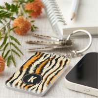 Black and Orange Tiger Pattern Monogram