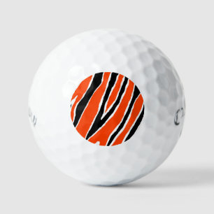 Black and Orange Tiger Strip Design Golf Balls