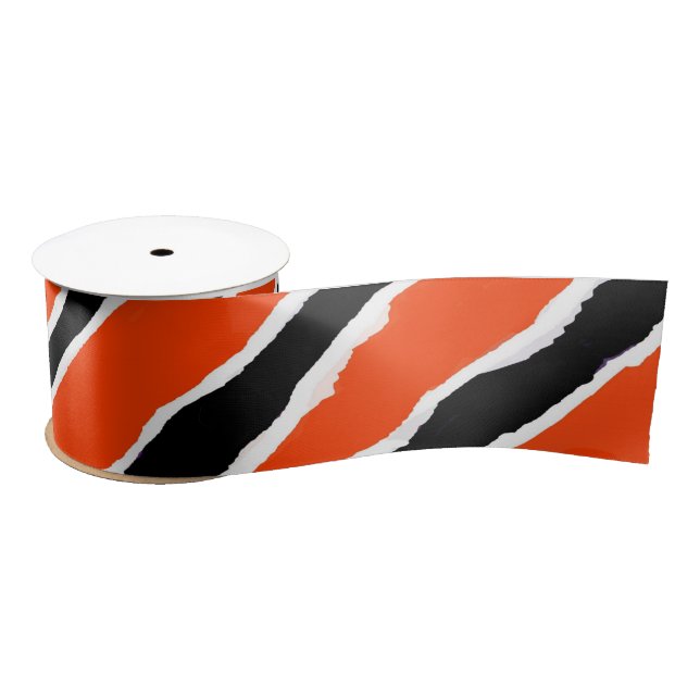 Black and Orange Tiger Strip Ribbon Satin Ribbon (Spool)