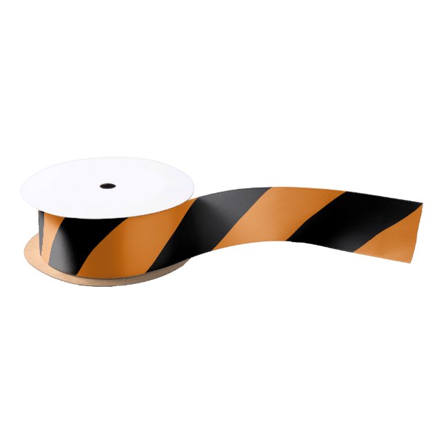 Black and Orange Wide Stripe Satin Ribbon (Spool)