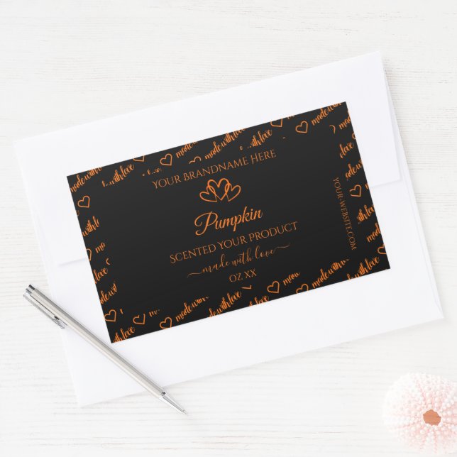 Black and Orange Word Cloud Product Labels Hearts (Envelope)