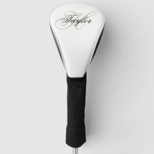 Black and Pale Green Fancy Monogram Golf Head Cover