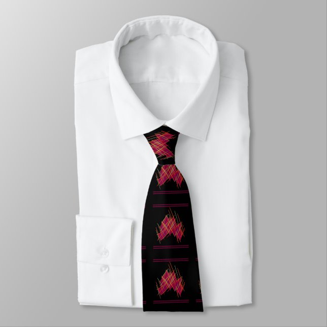 Black and pale red design pattern funky gear for m tie (Tied)