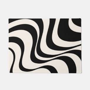 Black and pastel modern retro waves design doormat