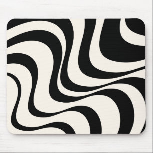 Black and pastel modern retro waves design mouse mat