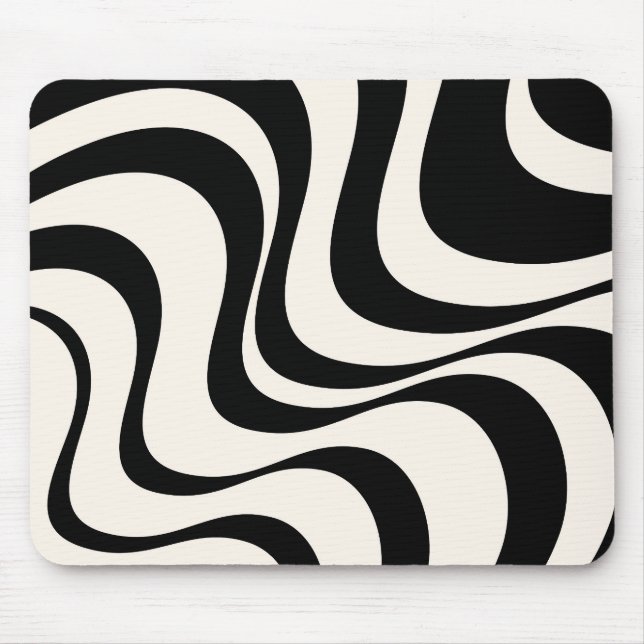 Black and pastel modern retro waves design  mouse mat (Front)