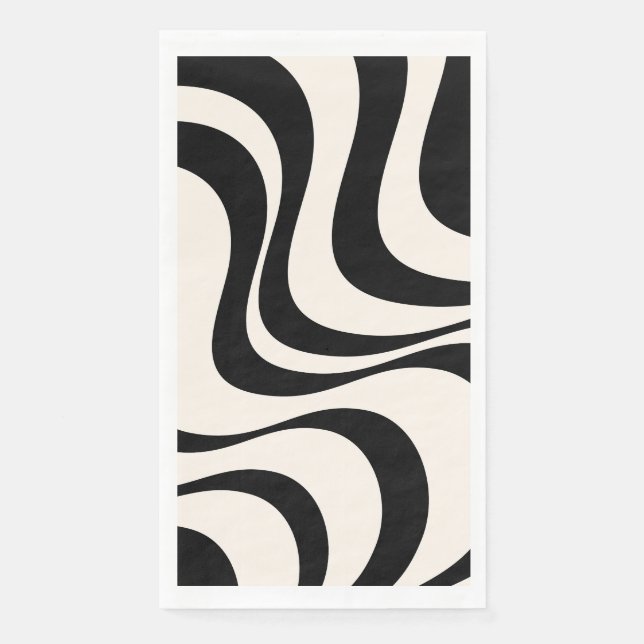 Black and pastel modern retro waves design  napkin (Front)