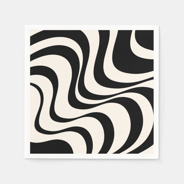 Black and pastel modern retro waves design  napkin (Front)