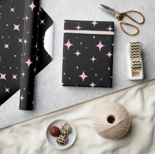 Black and Pastel Pink Simple Minimalistic Wrapping Paper