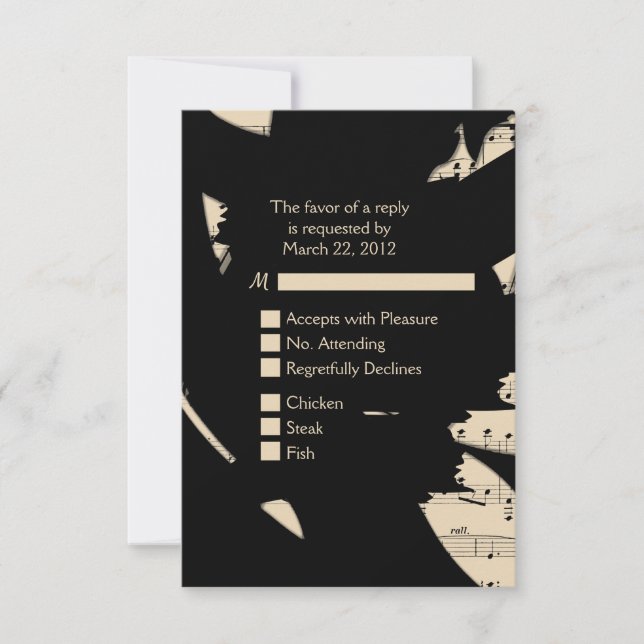 Black and Peach Abstract Music RSVP w Menu Choice (Front)