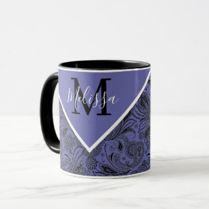Black and peri paisley    mug