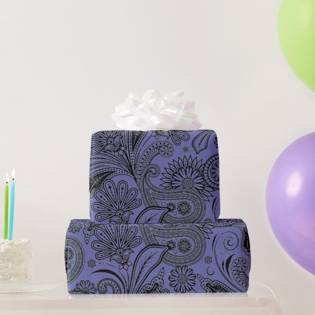Black and peri paisley    wrapping paper (Party Gifts)