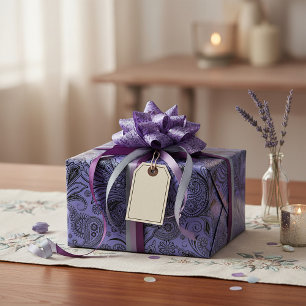 Black and peri paisley    wrapping paper