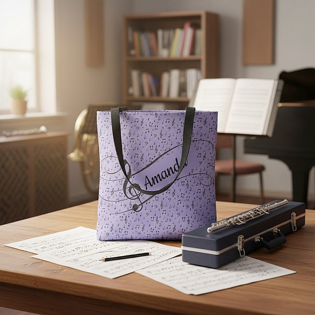 Black and periwinkle Musical personalised  Tote Bag (Creator Uploaded)