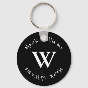 black and personalised key ring