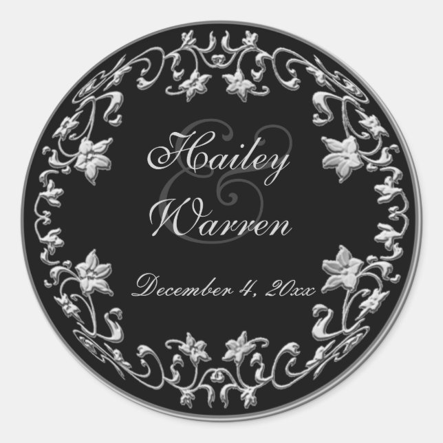 Black and Pewter 1.5" Diameter Round Sticker (Front)