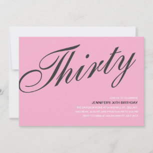 Black and Pink 30th Birthday Invitations