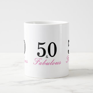 Black and Pink 50 and Fabulous 50th Birthday Large Coffee Mug
