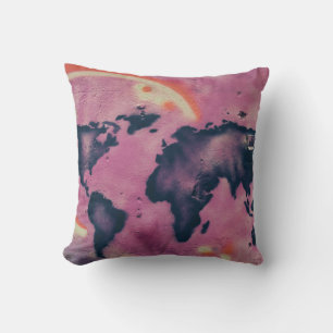 Black and pink abstract art cushion