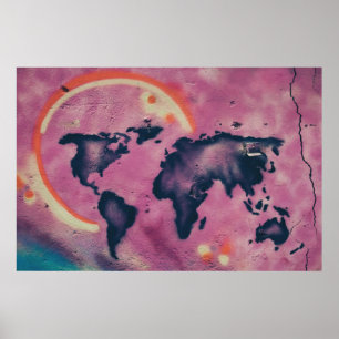 Black and pink abstract art poster