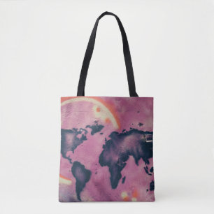 Black and pink abstract art tote bag