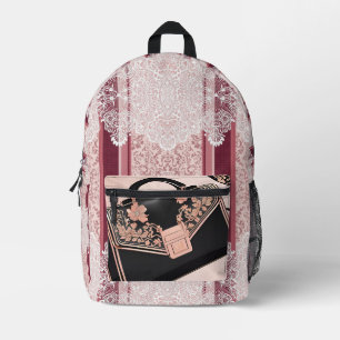 Black and pink AI art Printed Backpack