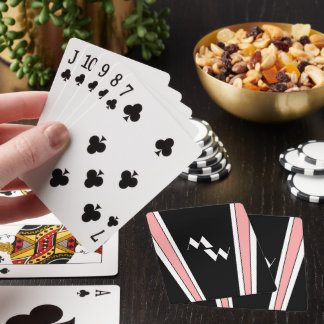 Black And Pink Art Deco Design Monogrammed Playing Cards
