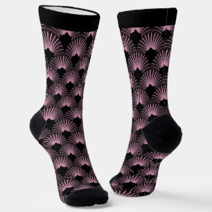 Black and pink Art Deco pattern Socks