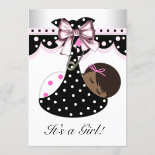 Black and Pink Baby Shower Invitation