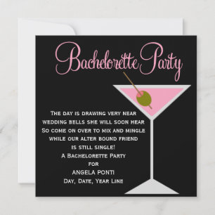 Black and Pink Bachelorette Invitation