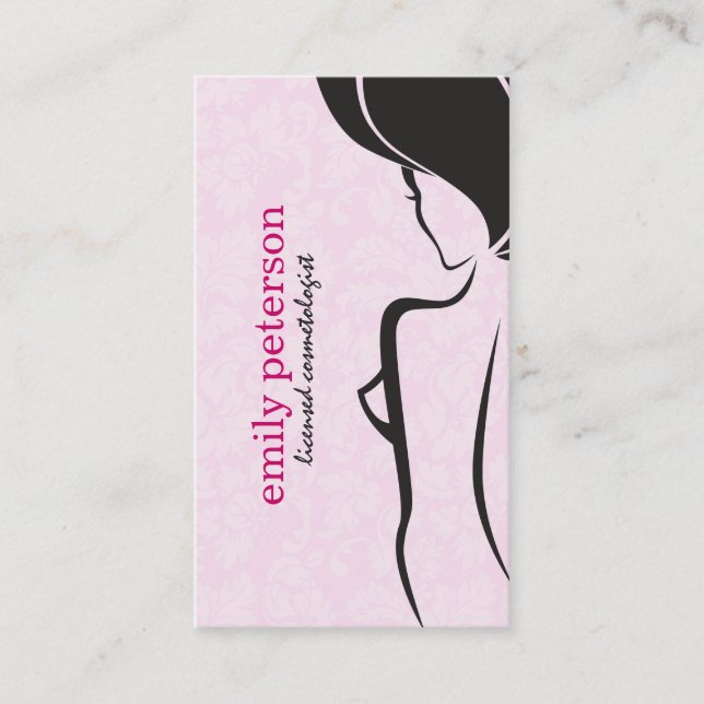 Black And Pink Beauty/Cosmetology Design Business Card (Front)
